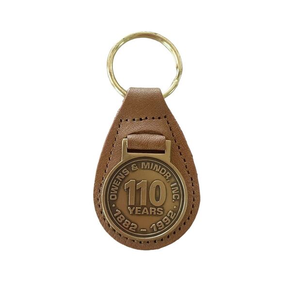 Owens & Minor Logistics Company Leather Keychain Key Ring Chain 110 Years - Picture 1 of 4